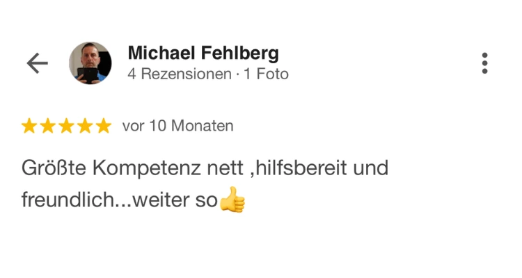 Google-Bewertung: Top Beratung durch freundliche und kompetente Mitarbeiter für Einkommenssicherung und Private Krankenversicherung